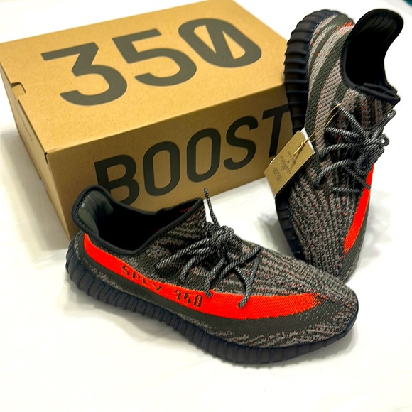 1-Yeezy Boost 350 V2 Carbel/Steel Gray/Solar Red Style#HQ7045, Shoe/Sneaker, 12 - Picture 3 of 17